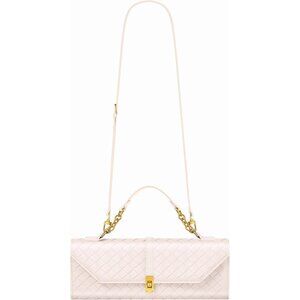 🆕Women White Woven Evening Handbag Crossbody Purse Wallet with Orange Gift Bag